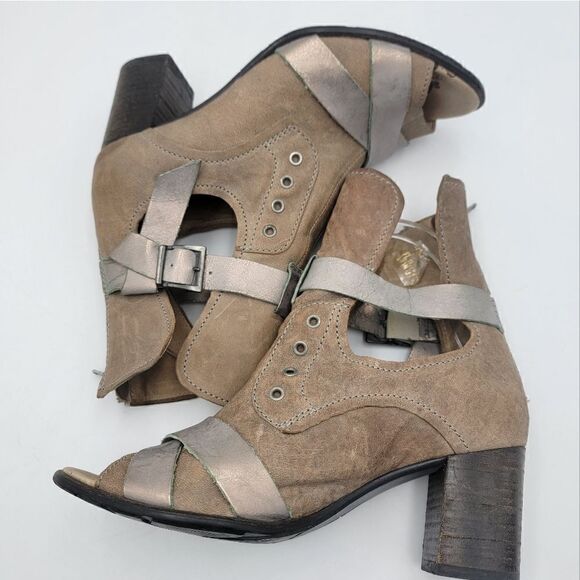 Dkode Booties Heeled Brown Tan Buckle Boots Zip Up EU 37 US 6.5 Boot Shoes Heels - Picture 4 of 15